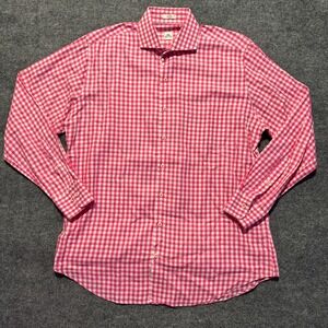 Peter‎ Millar Gingham Check Dress Shirt Button Down Cotton Pink Large
